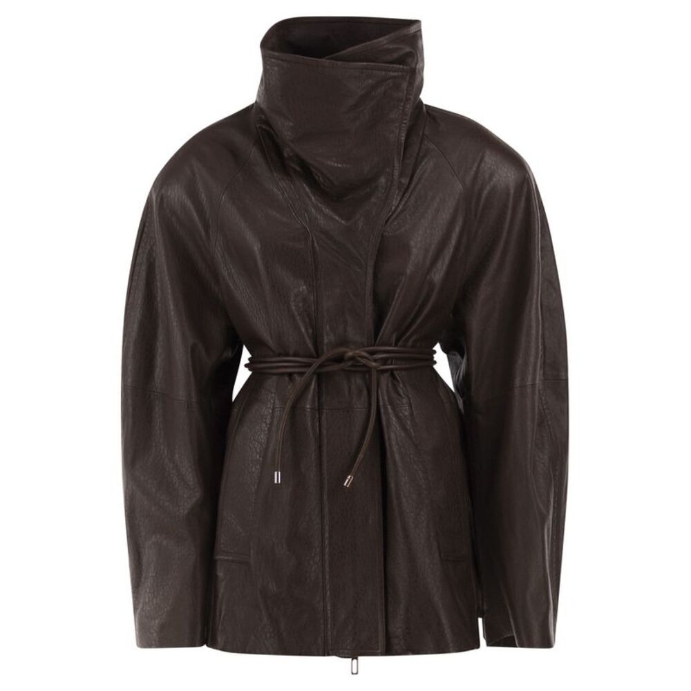 Sportmax Women Spsalaggio - Lamb Leather Jacket With High Neck And Belt